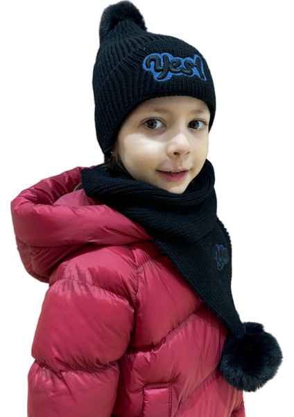 Benittokids Çocuk Yazı Detaylı Bere Atkı Takımı 7019 indirimleri