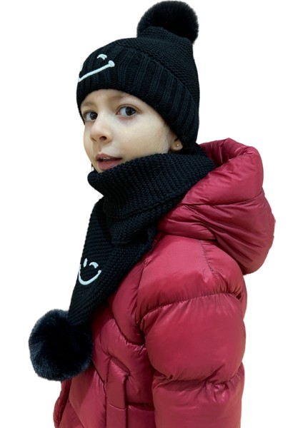 Benittokids Çocuk Gülen Yüz Detaylı Bere Atkı Takımı 7016 fiyatları
