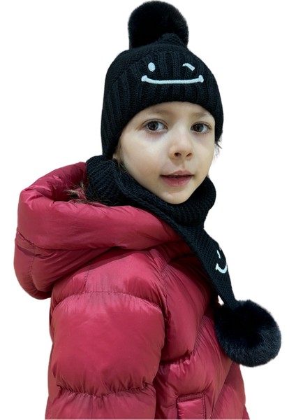 Benittokids Çocuk Gülen Yüz Detaylı Bere Atkı Takımı 7016 indirimleri