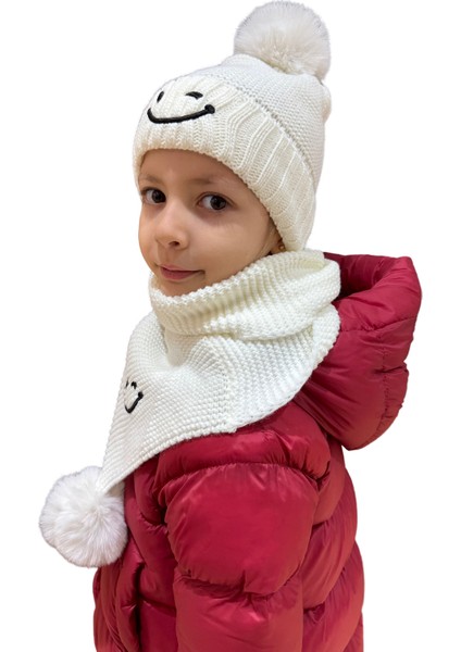 Benittokids Çocuk Gülen Yüz Detaylı Bere Atkı Takımı 7016 fiyatları