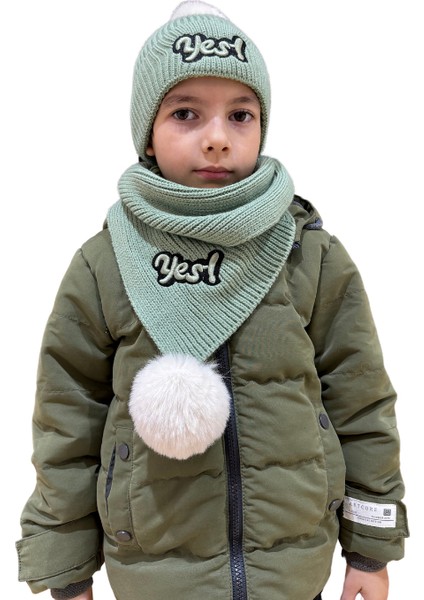 Benittokids Çocuk Yazı Detaylı Bere Atkı Takımı 7019