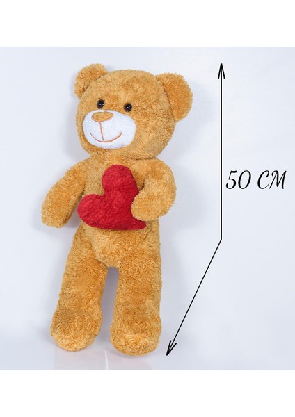 Özgüner Oyuncak Pababo 50 cm Kalpli Sevimli Peluş Ayıcık