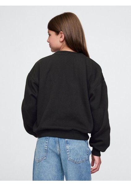 Kız Çocuk Lacivert Gap Logo Grafikli Fleece Sweatshirt