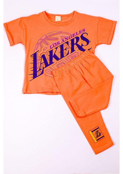 Kız Çocuk Takım Kapri Taytlı Lakers Baskılı B13