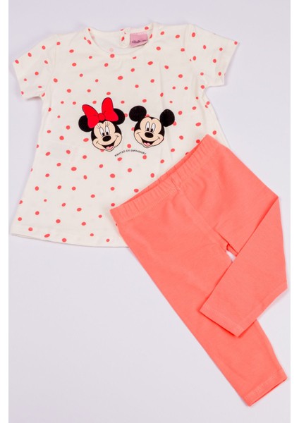 Kız Çocuk Takım Kapri Taytlı Mickey ve Minnie Mouse Baskılı A71