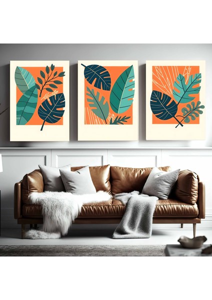 Matisse - Boho - Art Deco - Soyut - Doğa ( 3 Lü Çerçevesiz ) Poster - Afiş - Tablo KR2C01052/