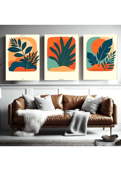 Matisse - Boho - Art Deco - Soyut - Doğa ( 3 Lü Çerçevesiz ) Poster - Afiş - Tablo KR2C01053/