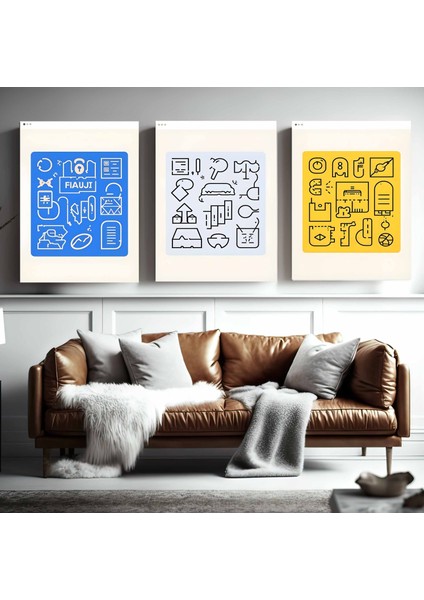 Matisse - Boho - Art Deco - Soyut - Doğa ( 3 Lü Çerçevesiz ) Poster - Afiş - Tablo KR2C01057/