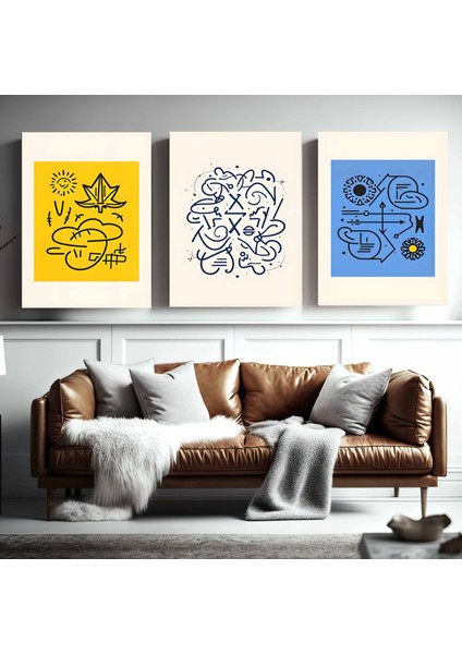 Matisse - Boho - Art Deco - Soyut - Doğa ( 3 Lü Çerçevesiz ) Poster - Afiş - Tablo KR2C01059/