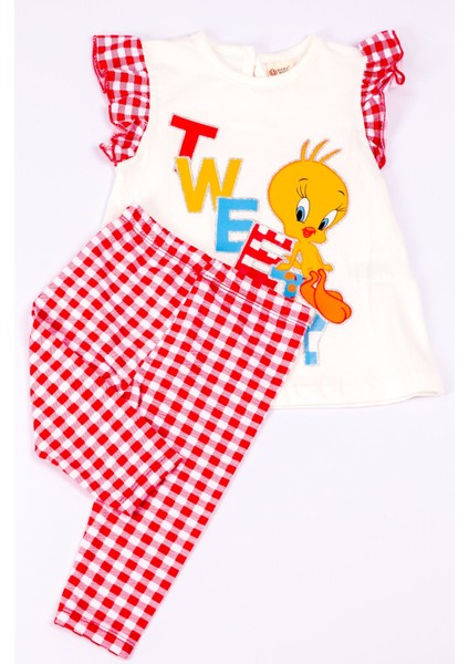 Kız Çocuk Takım Kapri Taytlı Tweety Baskılı A68