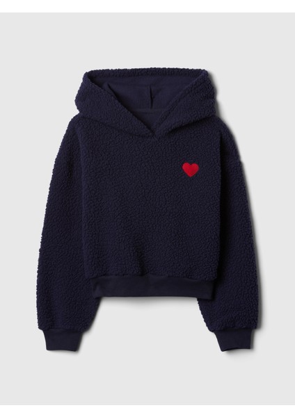 Kız Çocuk Lacivert Sherpa Crop Sweatshirt fiyatları