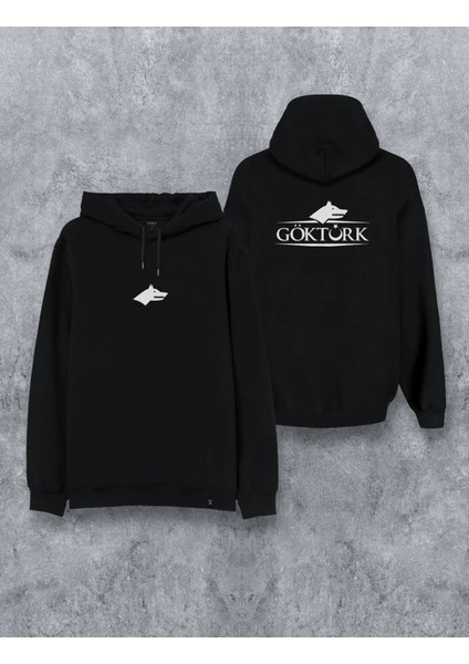 Göktürk Bozkurt Özel Tasarım Baskılı Unisex Kapşonlu Çift Taraflı Sweatshirt Hoodie