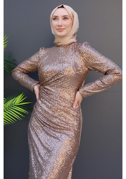 Ajda Tesettür Abiye Gri
