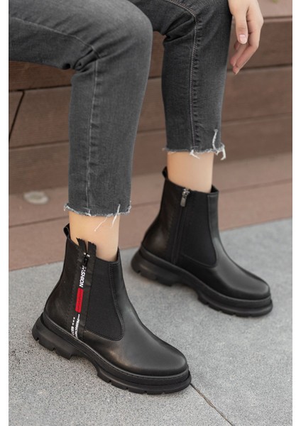 Cox Siyah Cilt Yazı Desenli Kadın Bot