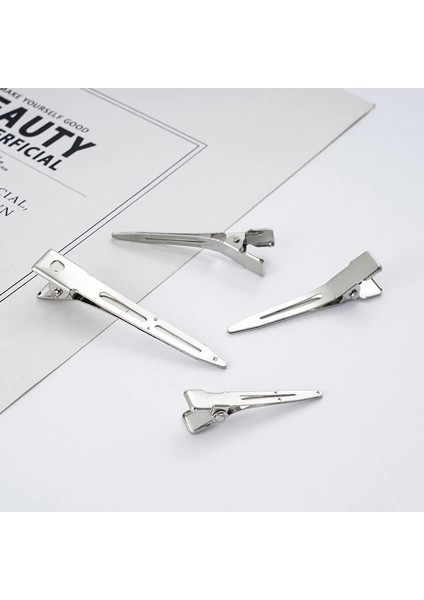 White-3.5cm 20 Adet Metal Gümüş Dikişsiz Ördek Gagası Klip Firkete Hiçbir Kırışık Sabit Saç Klip Profesyonel Salon Bayanlar Kıvırmak Klipler Şekillendirici Araçları (Yurt Dışından) modelleri