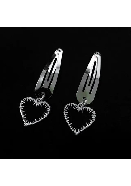 2 Adet Içi Boş Aşk 1/2 Adet Gümüş Y2K Metal Yapış Saç Tokası Kadınlar Için Çapraz Ayı Iskelet Zincir Tokalar Tokalarım Kızlar Punk Serin Saç Aksesuarları (Yurt Dışından)