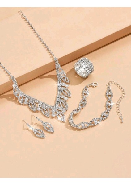 Gümüş Kristal Yapay Elmas Kolye Seti fiyatları