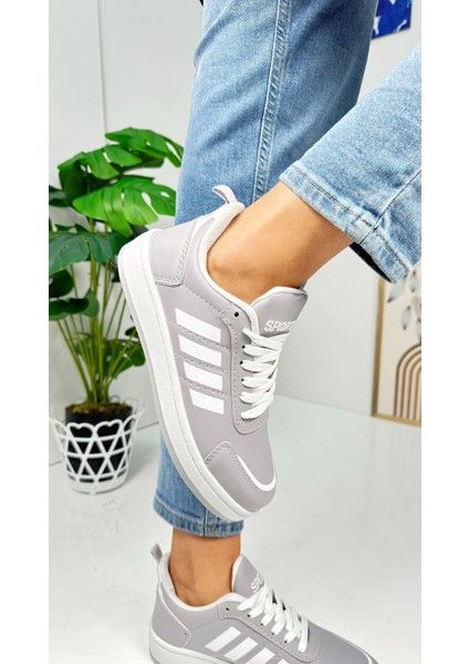 Günlük Unisex Sneaker Spor Ayakkabı Bağcıklı Çizgi Detaylı Rahat Hafif Bağcıklı Tırtık Taban ST-331 - 3438
