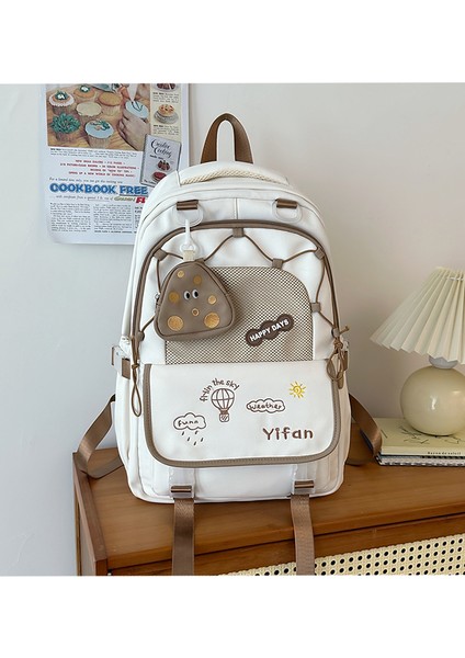 Lise Kız Okul Çantası Macaron Kontrast Renk Sevimli Çok Yönlü Sırt Çantası Büyük Kapasiteli Kolej Tarzı Erkekler Için Sırt Çantası (Yurt Dışından)