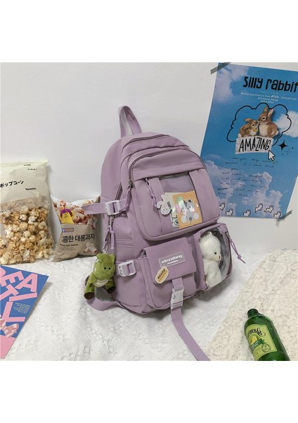 Okul Çantası Ortaokul Kız Sırt Çantası Kadın Şeffaf Katman Büyük Kapasiteli Lise Öğrencisi Küçük Omuz Çantası Sırt Çantası (Yurt Dışından)