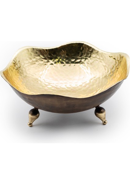 Sarı Bakır Eskitme Dalgalı Gondol (16 cm )