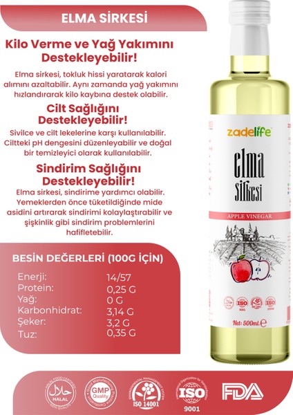 Elma Sirkesi Net 500 ml fiyatları