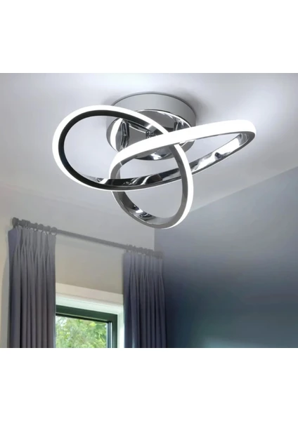 Modern Plafonyer Tavan Boomerang LED Avize Krom Ledli Avize