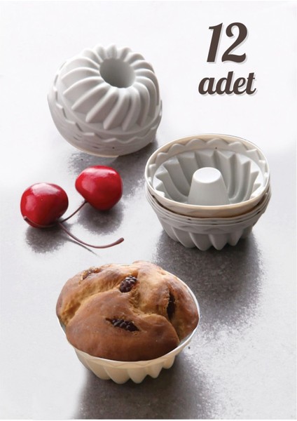 12 Li Yıkanabilir Mini Muffin Pişirme Kalıbı, Silikon Muffin, Cupcake Kalıbı Karma fiyatları