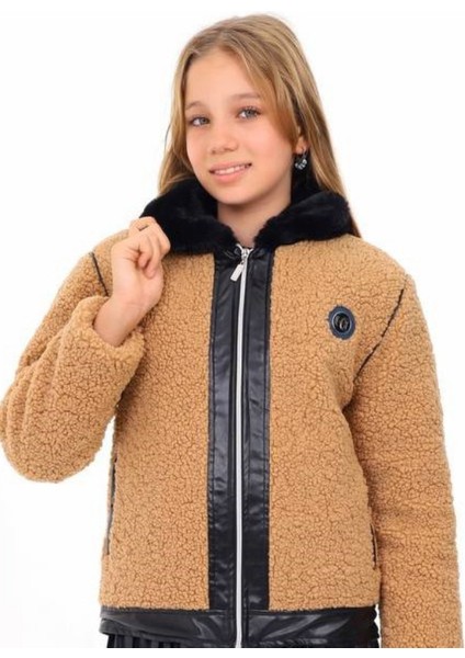 Kız Çocuk Kışlık Pelüş Mont ve Şapka modelleri