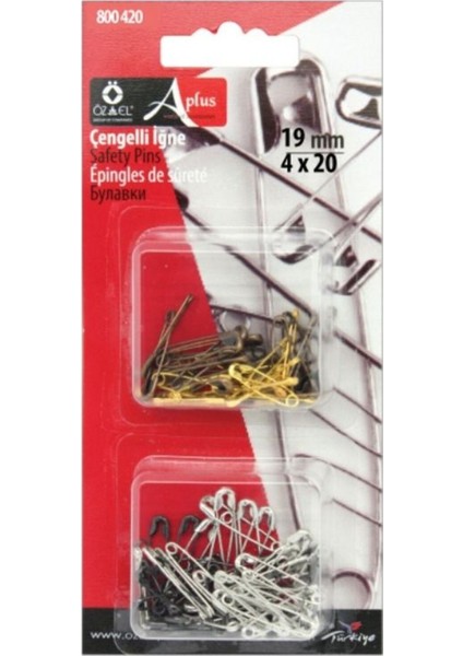 Çengelli Iğne Seti 19 mm Metal, Altın Rengi, Bronz Renk, Metalik 4 Adet Farklı Renk 800 420