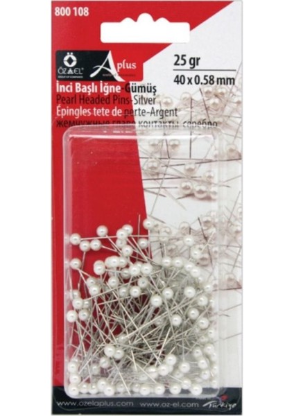 Beyaz Inci Başlı Toplu İğne 25 gr 40 Adet 0,58 mm 800 108