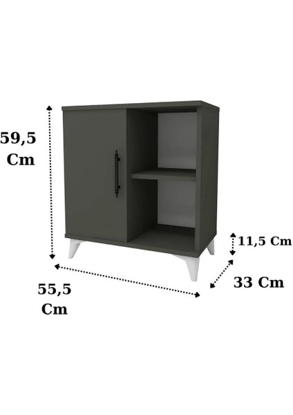 Home Enda Kommen Tek Kapaklı 2 Bölmeli Komodin Antrasit