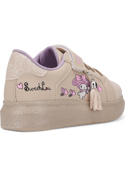 Günlük Kız Çocuk Sneaker Püskül Detaylı Oval Simli Burun Lastik Bağcıklı Cırtlı Spor Ayakkabı 3740 modelleri