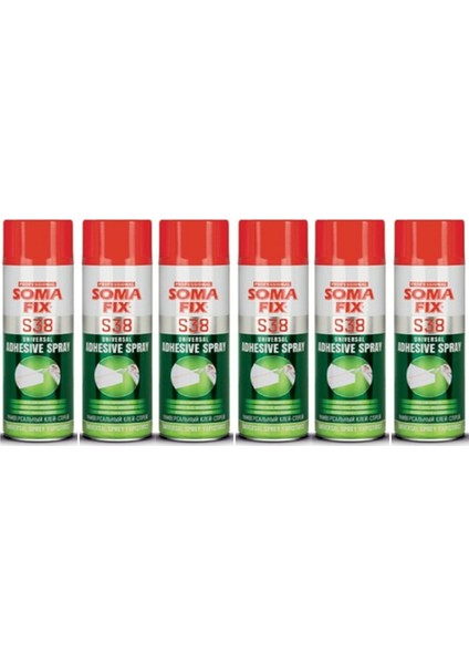 6 Adet Somafix 500 ml Somafix Genel Amaçlı Tekstil Sünger Sprey Yapıştırıcı S38