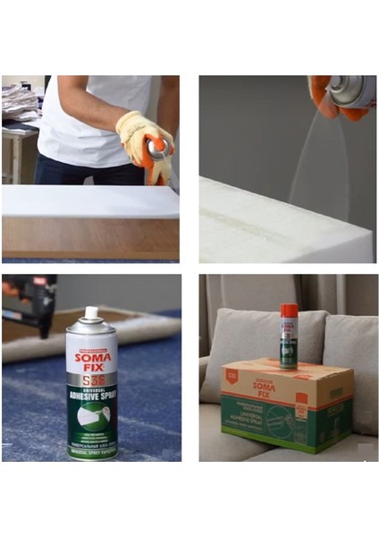 6 Adet Somafix 500 ml Somafix Genel Amaçlı Tekstil Sünger Sprey Yapıştırıcı S38