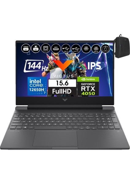 Victus W15-FA1073NT Intel Core I7-12650H 16GB 512GB SSD 6GB/RTX4050 Freedos 15.6" 144Hz Fhd IPS Taşınabilir Bilgisayar BB10MZEA17+WEBLEGELSINÇANTA