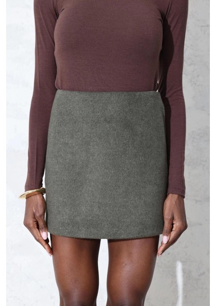 Kadın Premium Kalite Haki Kaşe Mini Etek fırsatları