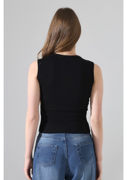 V Yaka Kolsuz T-Shirt 21899 Siyah fırsatları