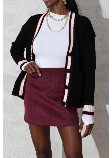 Kadın Premium Kalite Bordo Kaşe Mini Etek modelleri