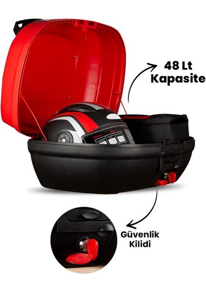 First Bag 48 Litre Kırmızı Motosiklet Çantası Reflektörlü