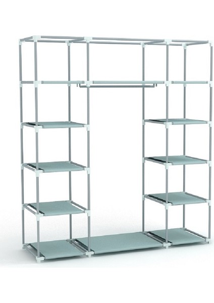 Bez Dolap Plastik Profilli 12 Raf+60 cm Askı Portatif Dolap Gri fiyatları