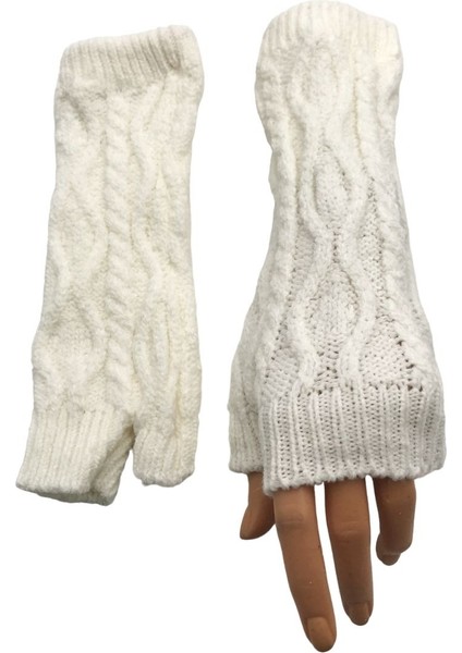 Kadın Kışlık Uzun Yumuşak Dokulu Triko Örme Parmaksız Eldiven Winter Fingerless Gloves