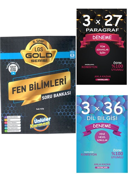 8. Sınıf LGS Fen Bilimleri Gold Serisi Soru Bankası – Anka Kazan Paragraf – Dil Bilgisi Denemeleri