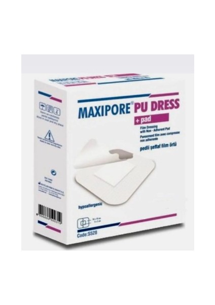Kimya Maxipore Pu Dress Pedli Şeffaf Steril Su Geçirmez Örtü 10CM x 10CM 25'li Kutu