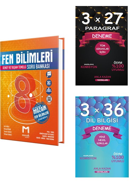 Yayınları 8. Sınıf Fen Bilimleri Soru Bankası – Anla Kazan Paragraf – Dilbilgisi Denemeleri