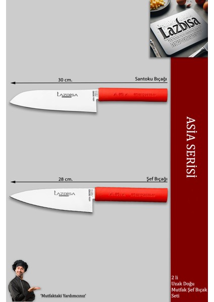 Asia Serisi Mutfak Şef Bıçağı Seti Et Ekmek Sebze Şef Bıçak 2 Li Set Günlük Kullanım ( Mtf-221)
