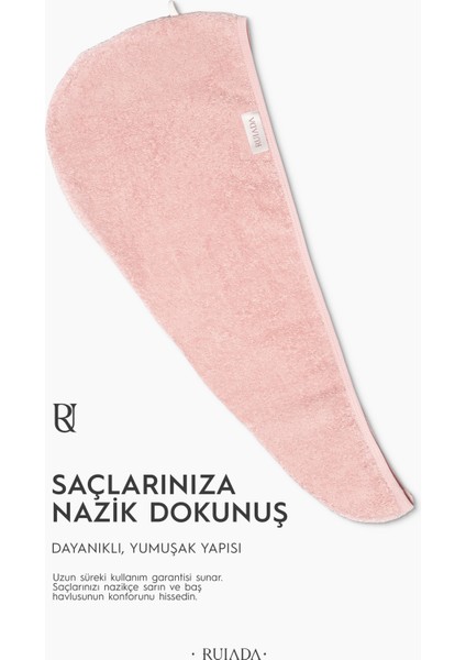 %100 Pamuk Saç Kurutma Bonesi/havlusu Lastikli ve Düğmeli Fuşya