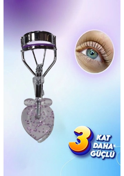 Simli Glitter Kirpik Kıvırıcı Elma Model 3 Kat Güçlü Kirpikler