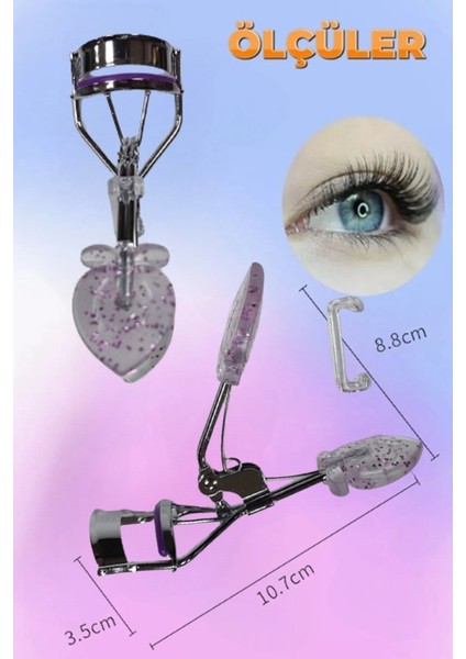 Simli Glitter Kirpik Kıvırıcı Elma Model 3 Kat Güçlü Kirpikler