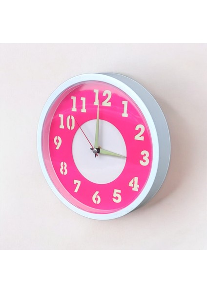 Mini Fosforlu Magenta Pembe Beyaz Duvar Saati 22 cm Çap 22 cm fırsatları